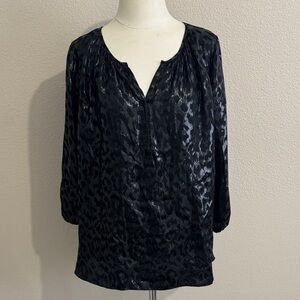L’agence Leopard Print Silk Blend 3/4 Sleeve Top